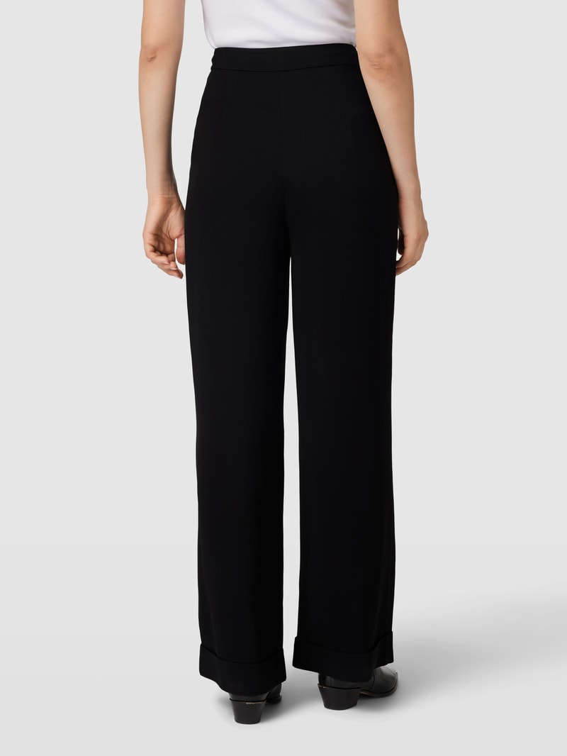 Stoffhose mit Aufschlag in schwarz