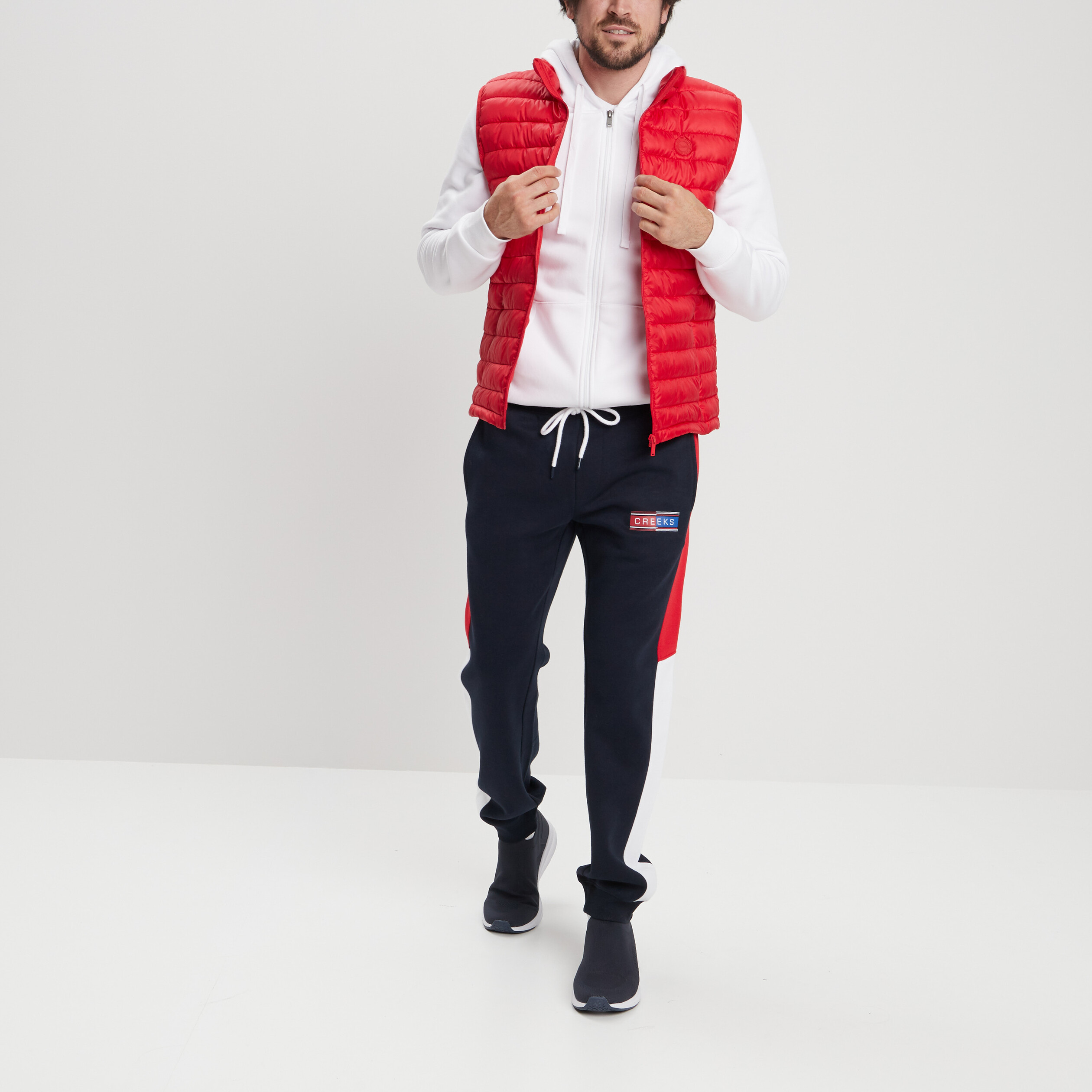 Sweat zippé molleton à capuche blanc homme | La Halle