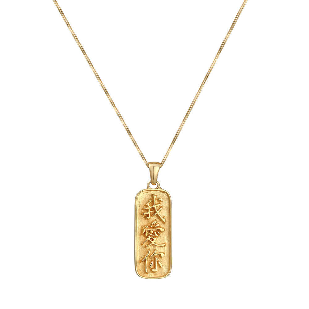 Elli Elli Collier Écriture Chinoise Pendentif Amour Vintage Collier Femme - (925/1000) Bijoux