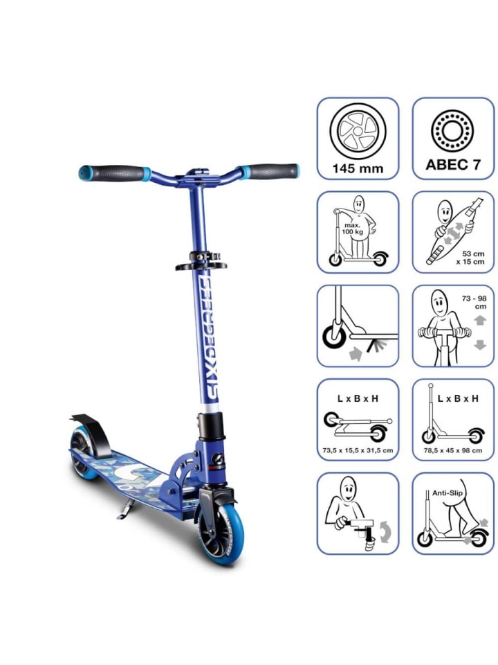 SIX DEGREES Roller Scooter Aluminium Junior 145 mm blau, ab 6 Jahre günstig kaufen onesize