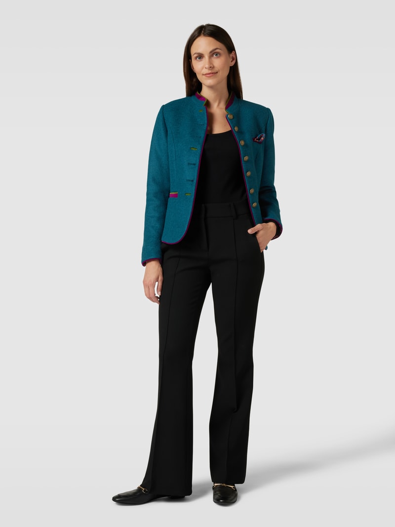 Blazer mit Stehkragen in petrol