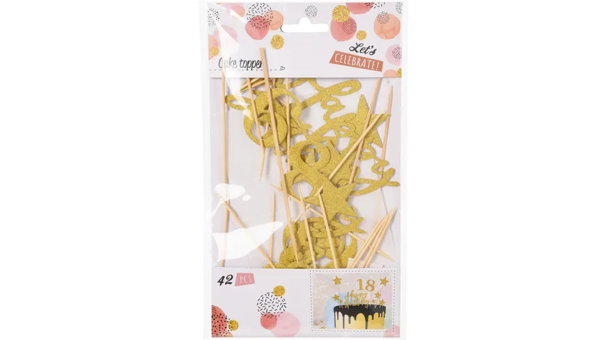 Torten Dekorationsset Happy Birthday gold 42-tlg. gold