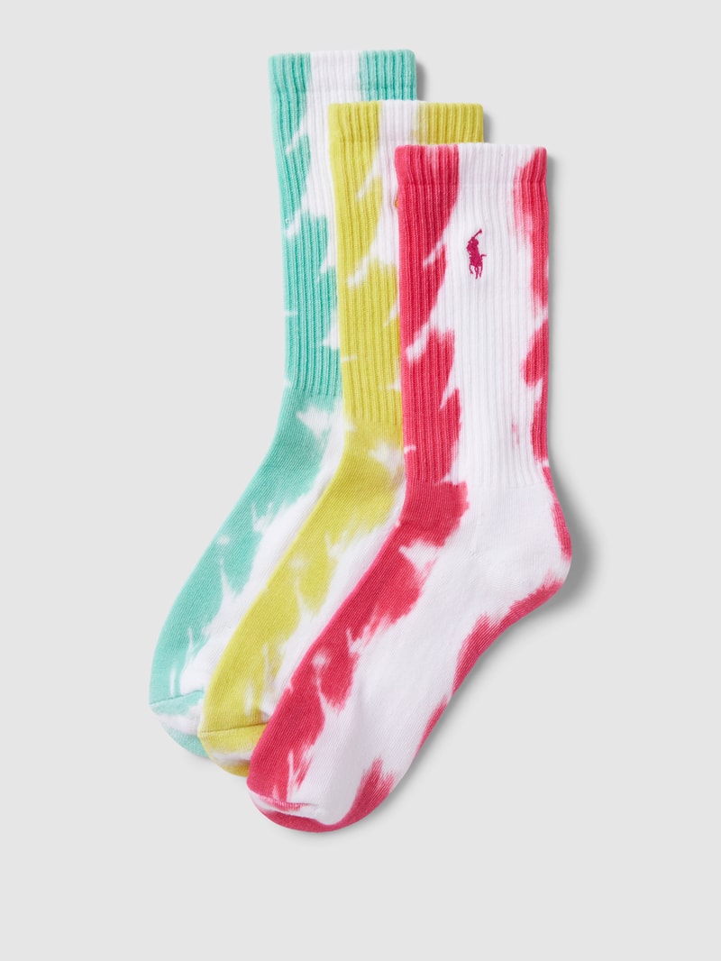 Socken in Batik-Optik im 3er-Pack Modell 'DYE' in gelb meliert