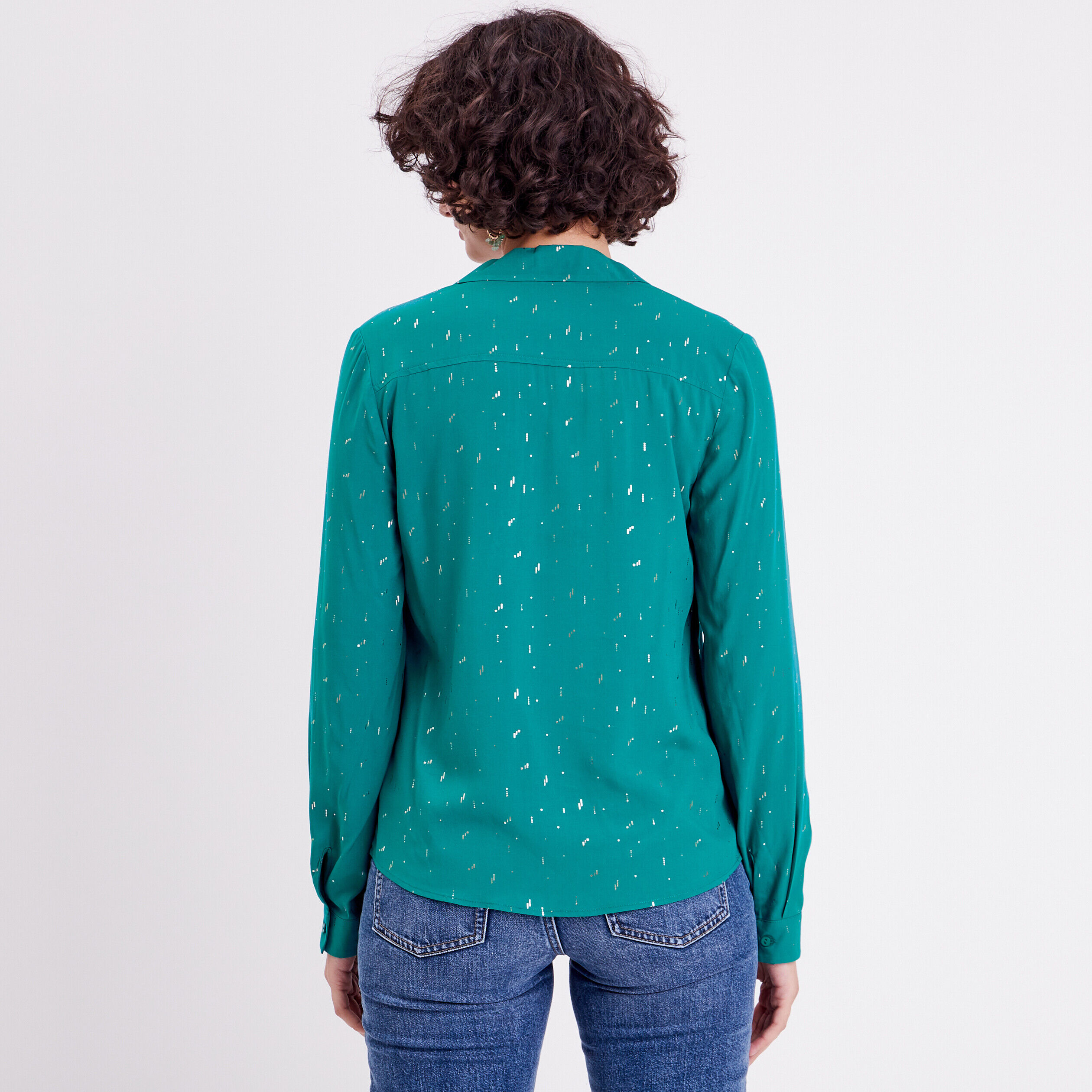 Blouse manches longues vert femme | Cache Cache