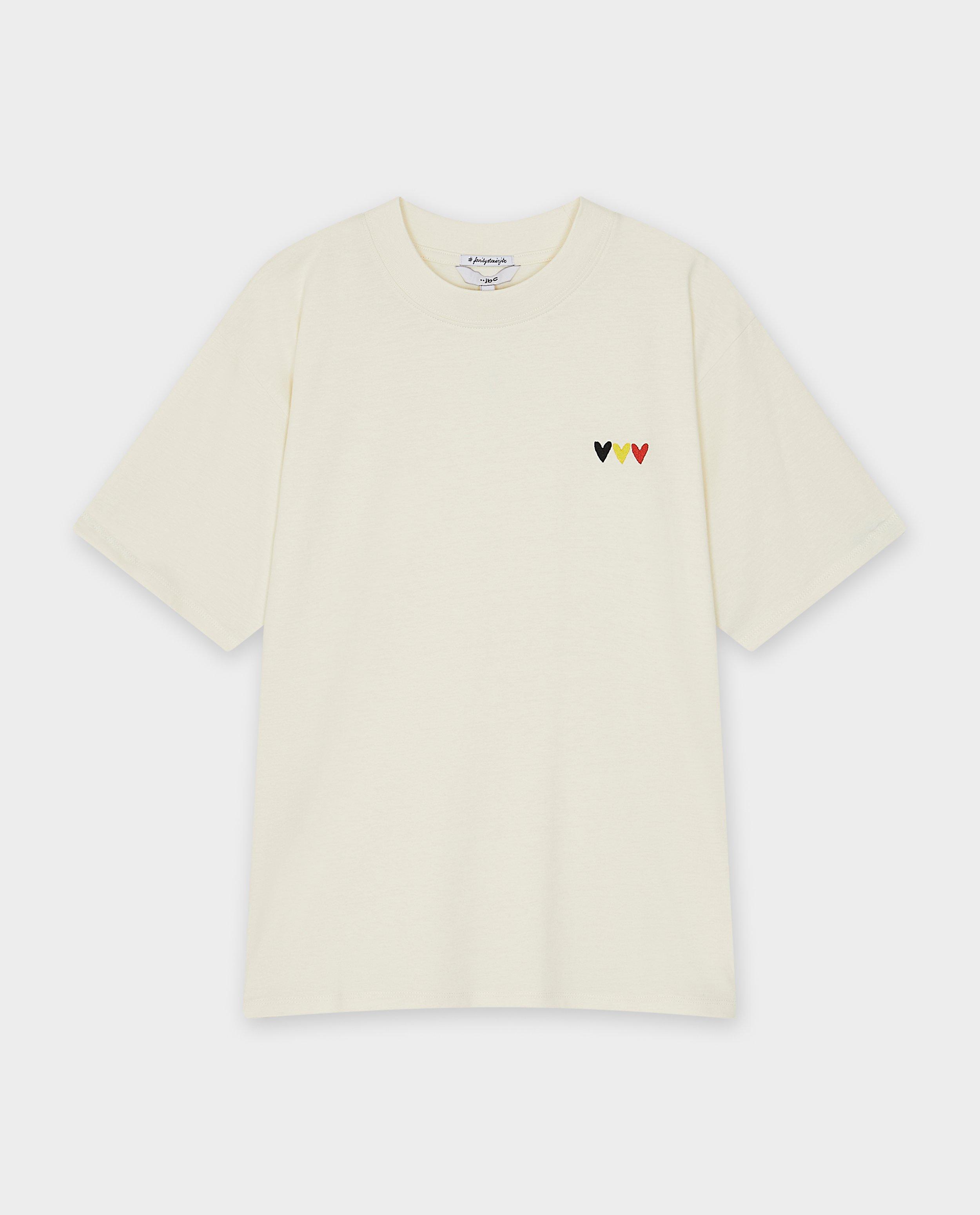 Tricou Familystories cu imprimeu cu inimă, colecția Supporters, alb pentru femei