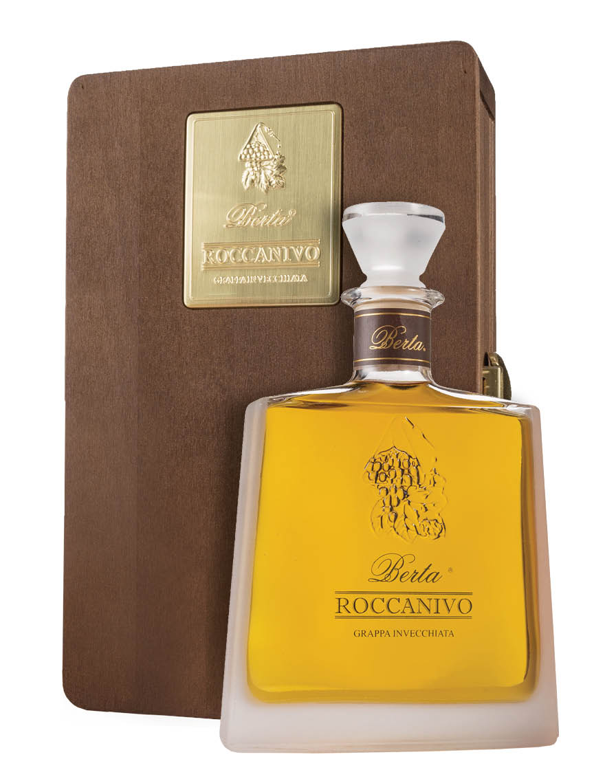 Grappa di Barbera Invecchiata Roccanivo 2015 Berta 0,7 ℓ, Caisse bois