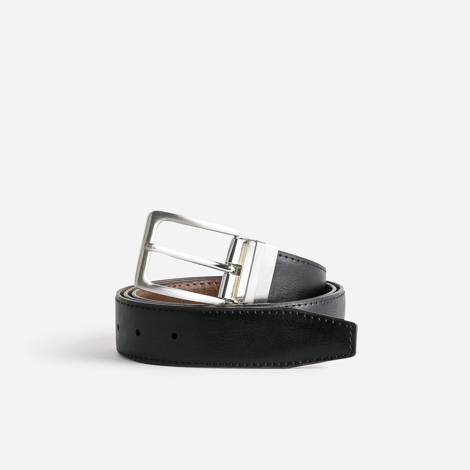 Ceinture réversible noire et cognac