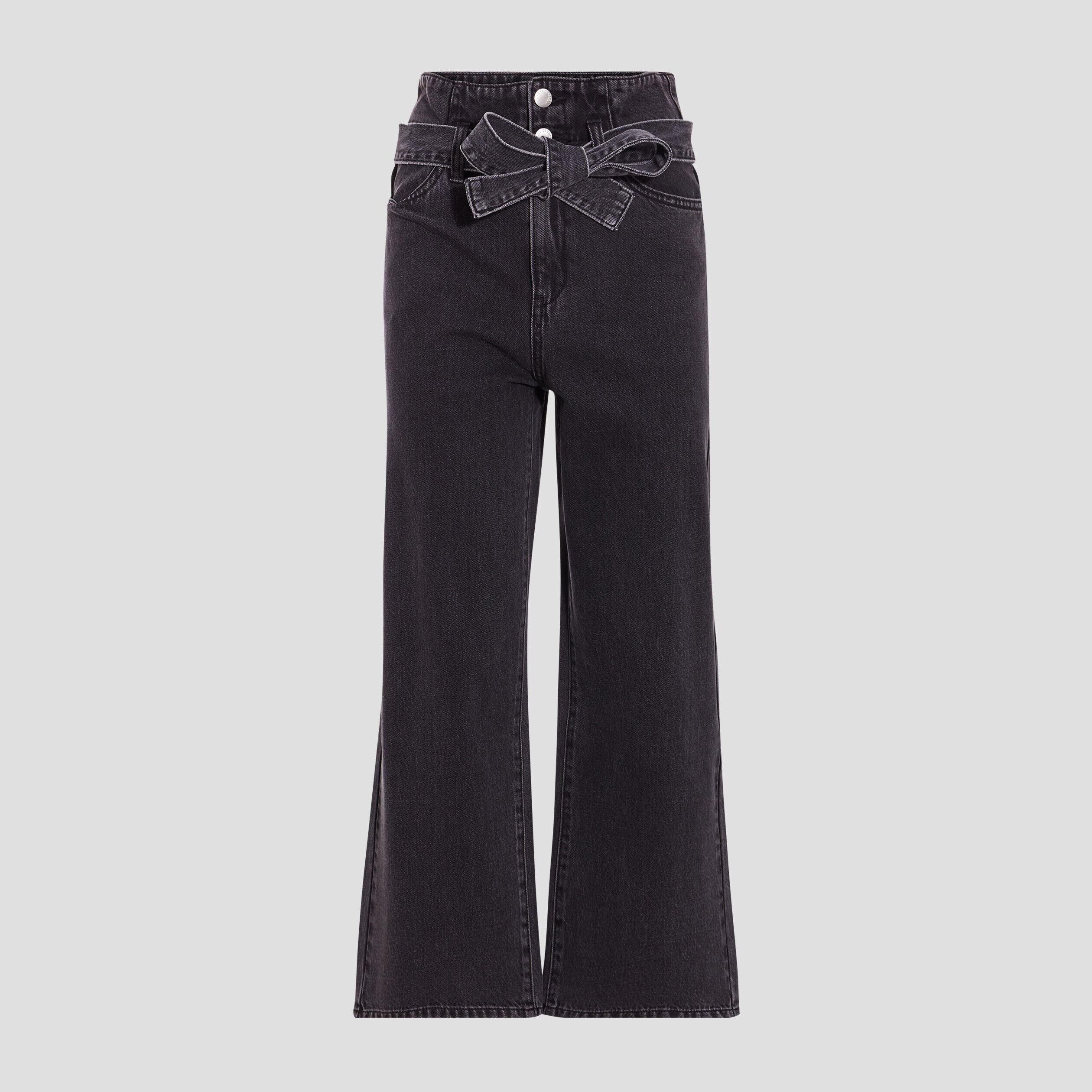 Jeans paperbag wide leg denim noir femme | Cache Cache