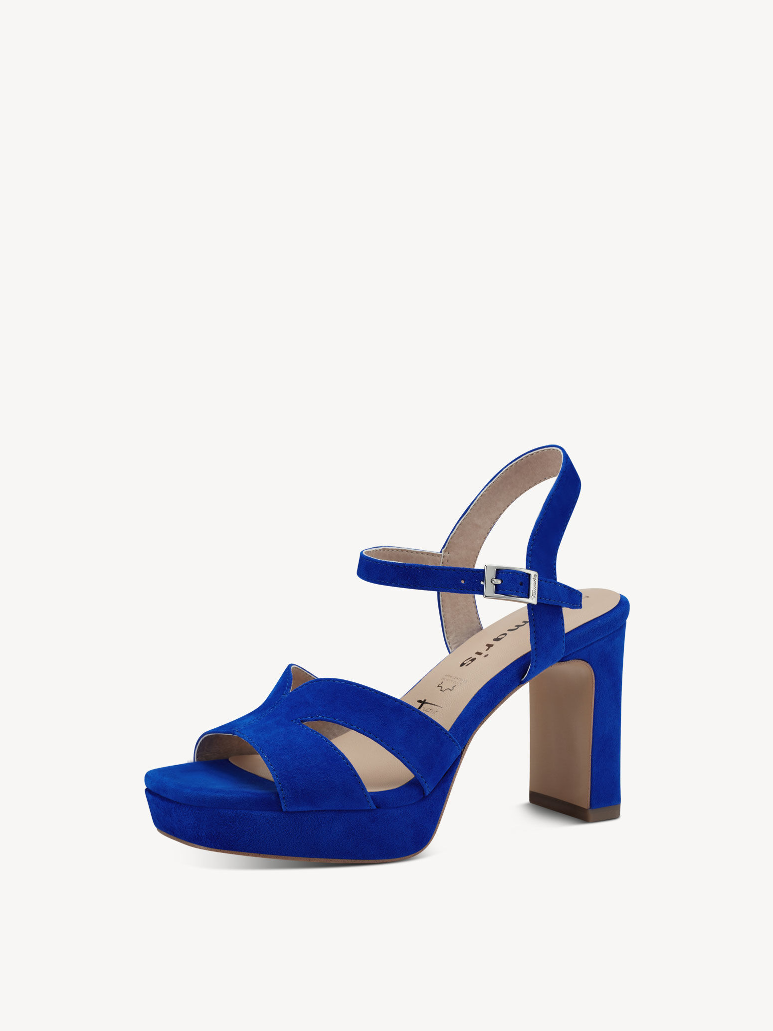 Sandale à talon en cuir - bleu