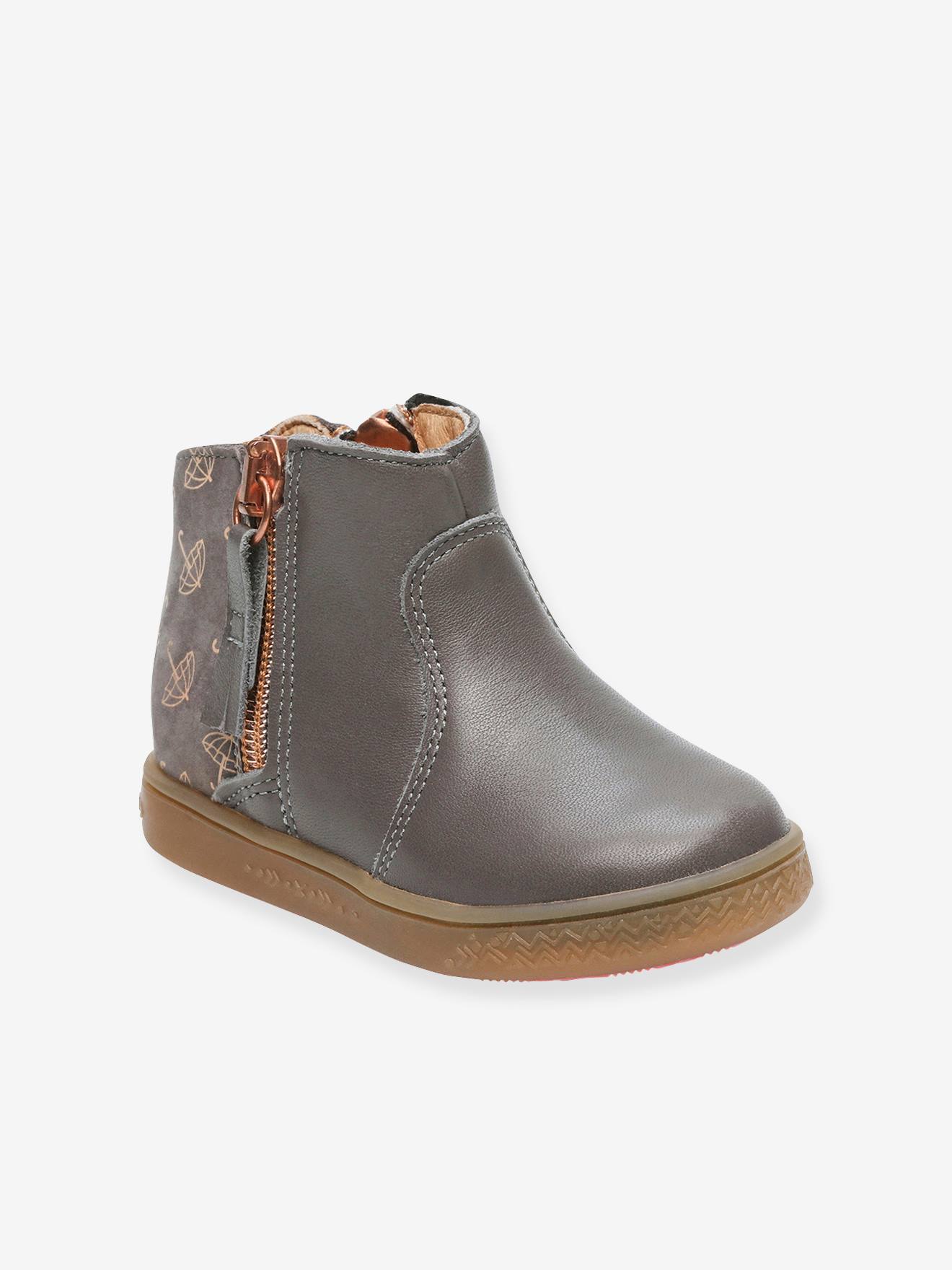 Boots zippées cuir bébé fille Alouest Babybotte® gris