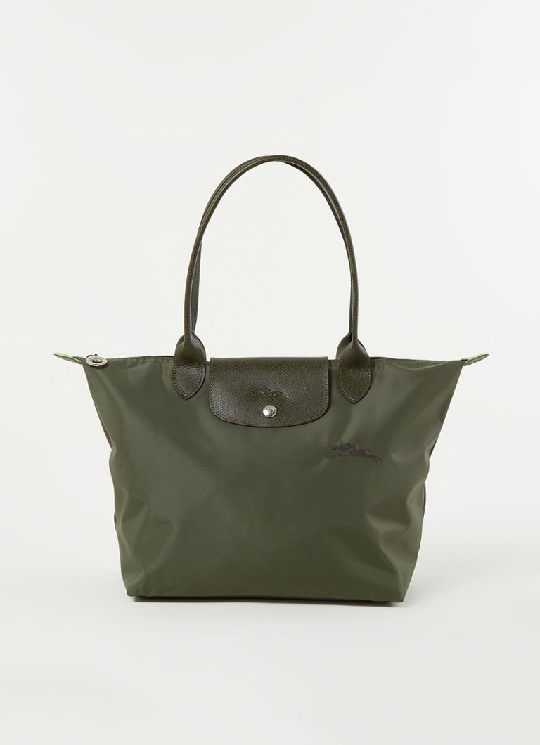 Longchamp Le Pliage Vihreä olkalaukku S nahkayksityiskohdilla