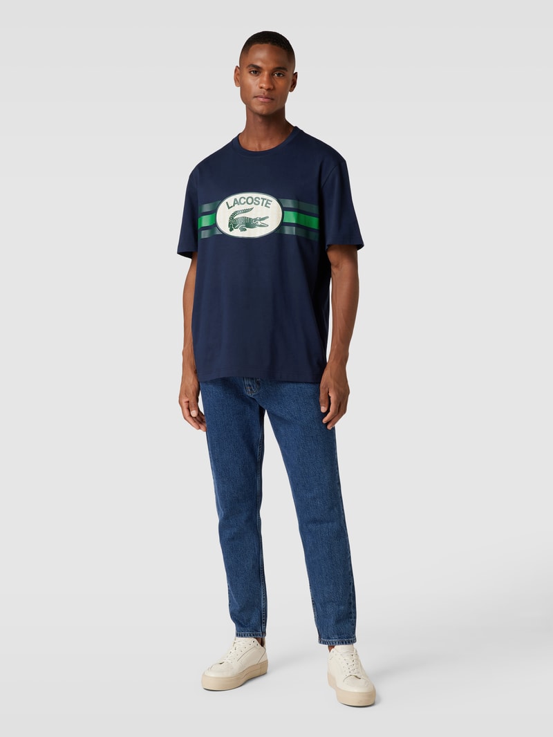 T-Shirt mit Label-Print in dunkelblau