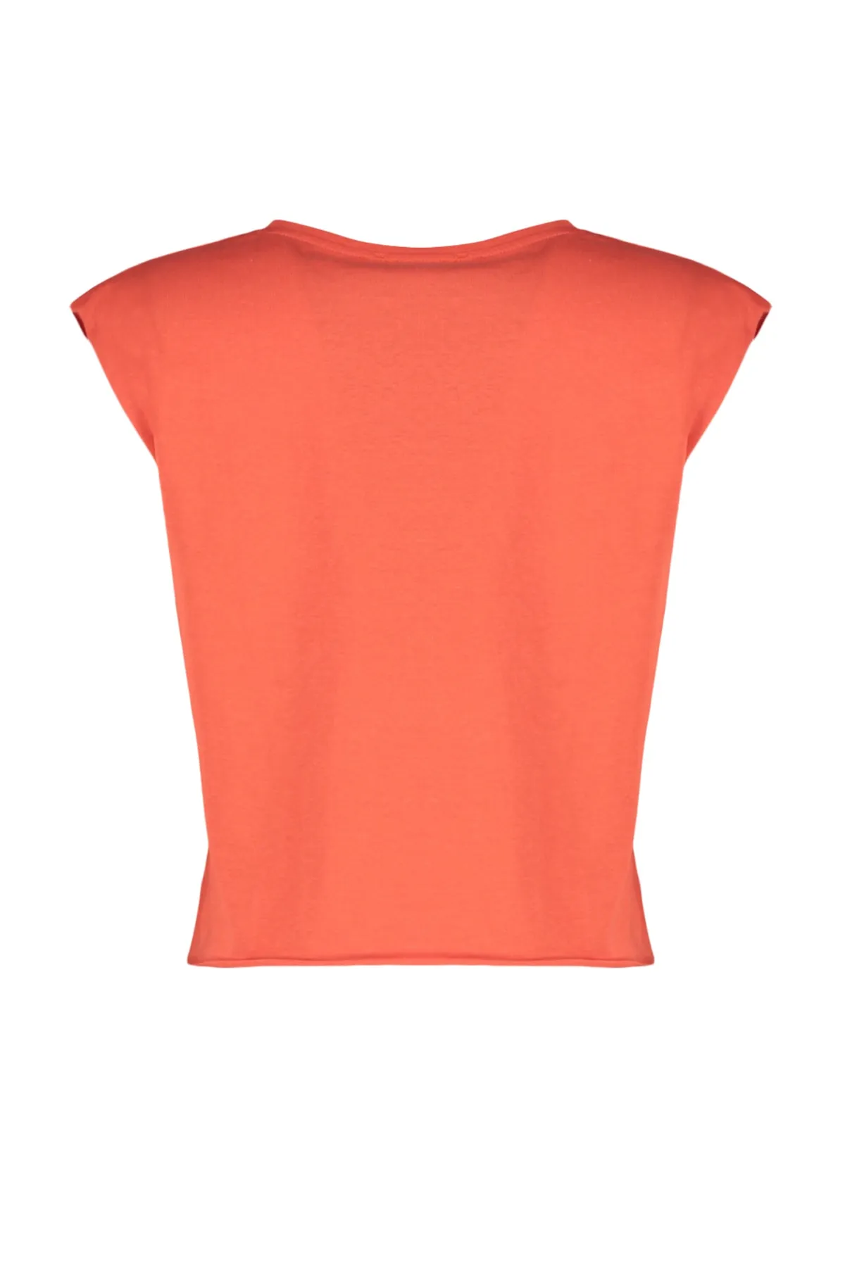 Trendyol Collection  Rotes, bedrucktes, ärmelloses, kurz geschnittenes Strick-T-Shirt aus 100 % Baumwolle mit Rundhalsausschnitt TWOSS23TS00122