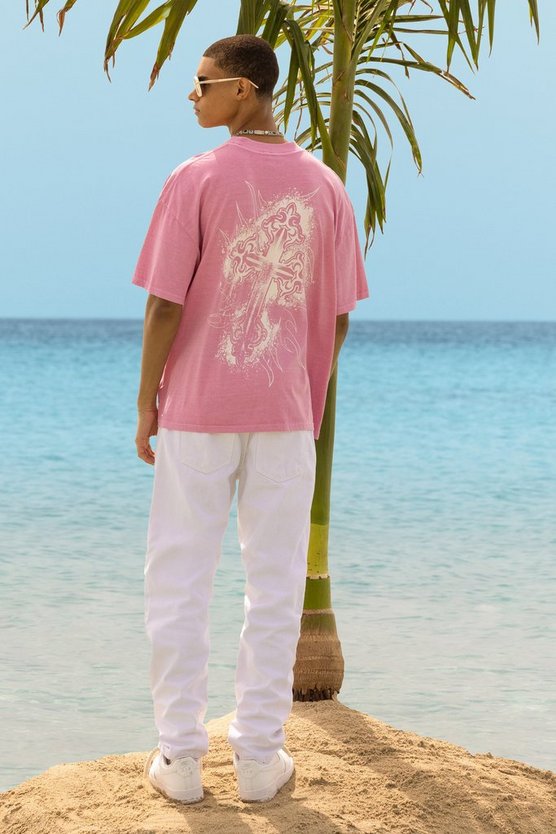 Oversize T-Shirt mit Kreuz-Print