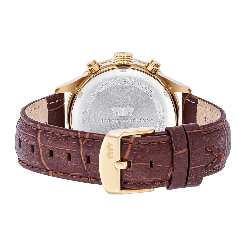 Rhodenwald & Söhne Chronographe Karthago II en Or jaune Cuir véritable en Marron Montre