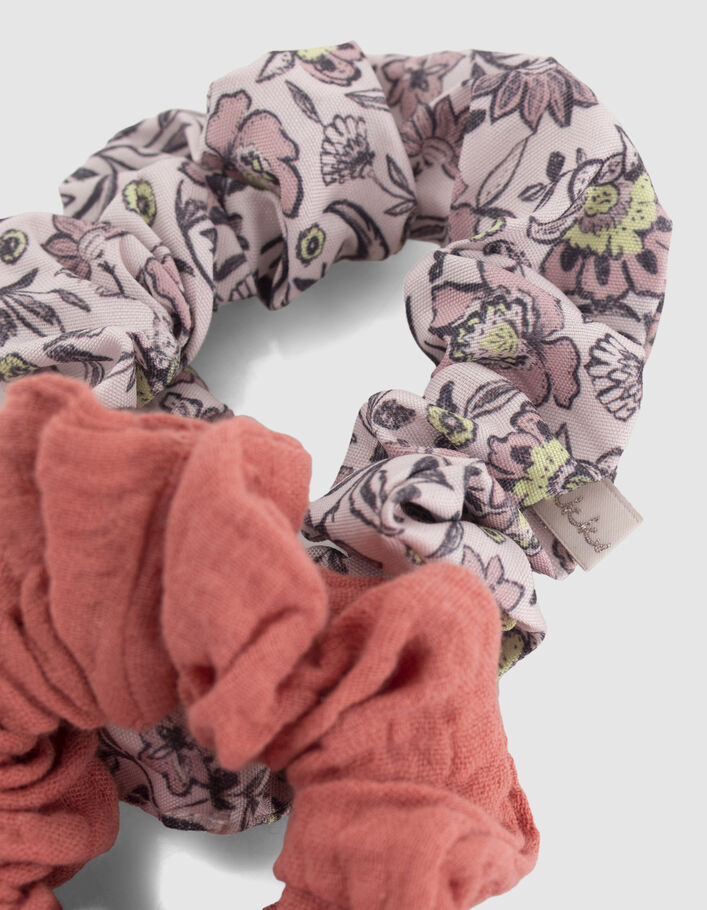 Chouchous rose et imprimé fleurs fille