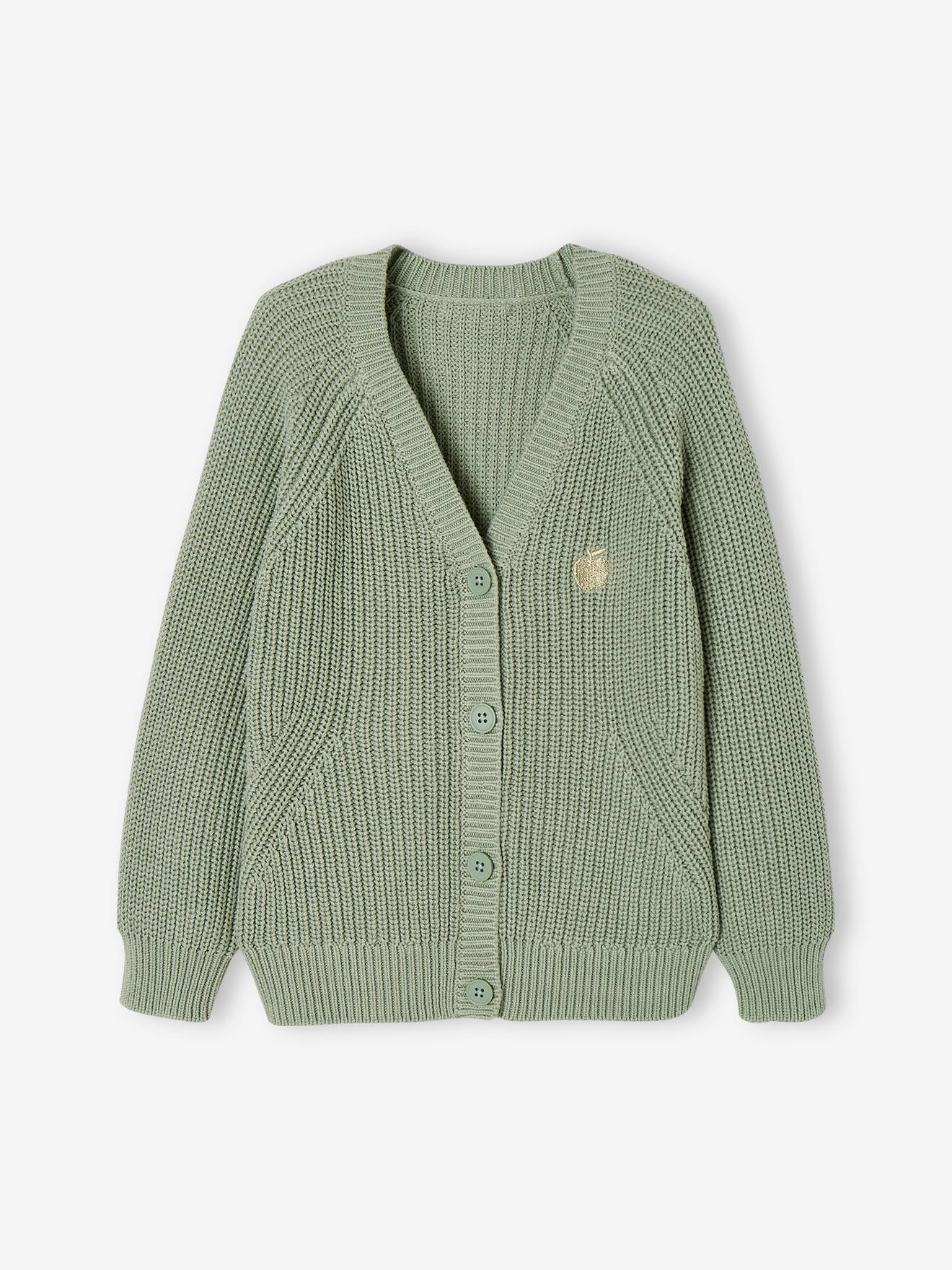 Vertbaudet Mädchen Strickjacke mit V-Ausschnitt - gelb