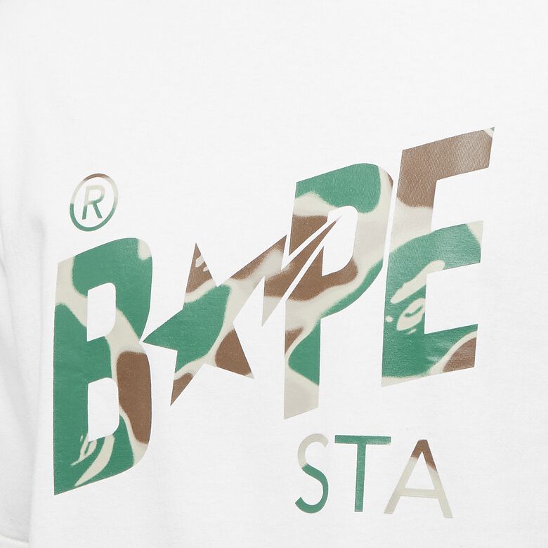 A Bathing Ape Liquid Camo Sta Logo Tee white
