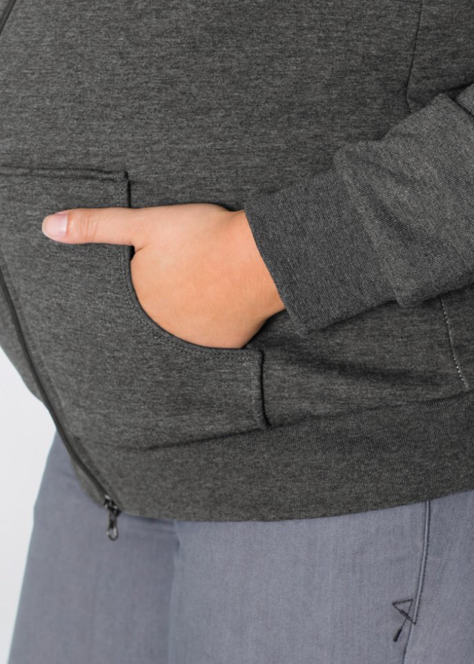 Umstands-Sweatjacke mit Baby-Einsatz und flauschiger Innenseite