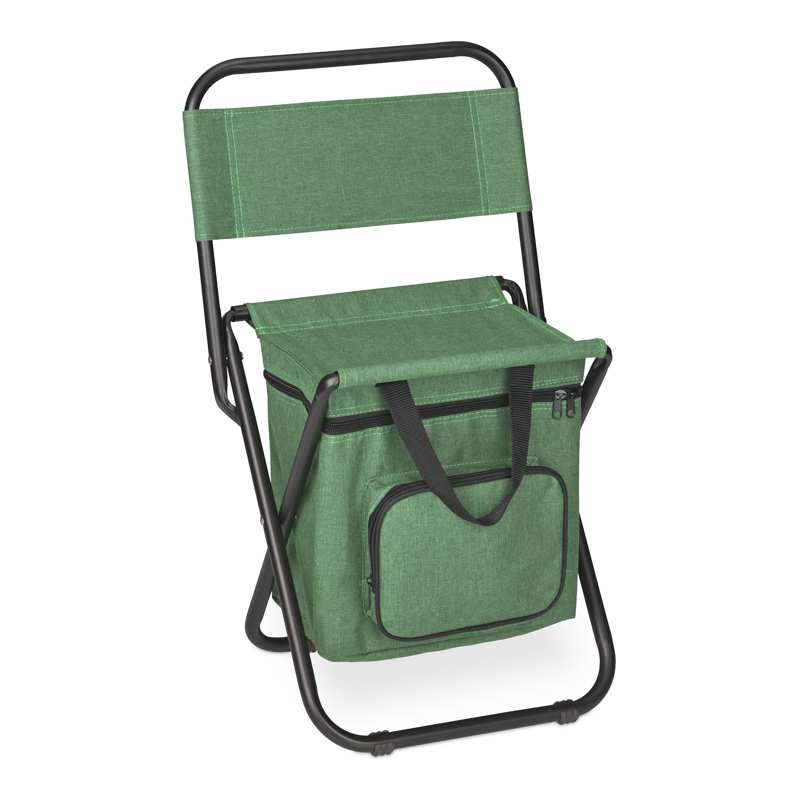 relaxdays Campinghocker Grüner Campinghocker mit Lehne