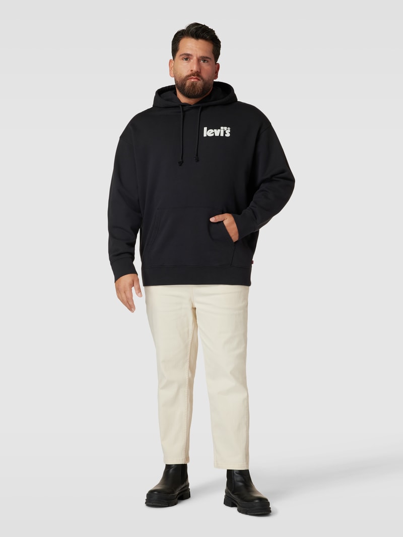 PLUS SIZE Relaxed Fit Hoodie mit Label-Print in schwarz