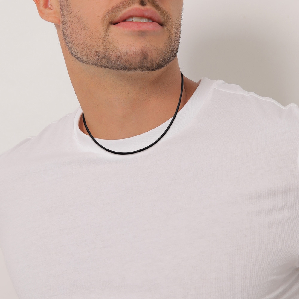 KUZZOI KUZZOI Collier Hommes Basic Intemporel avec caoutchouc en argent sterling 925 collier