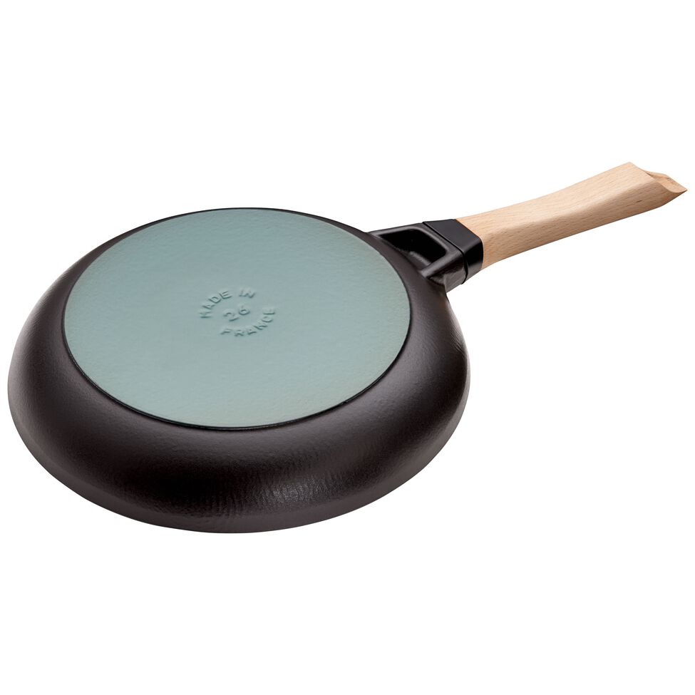 Bratpfanne mit Holzgriff 26 cm, Gusseisen, Schwarz