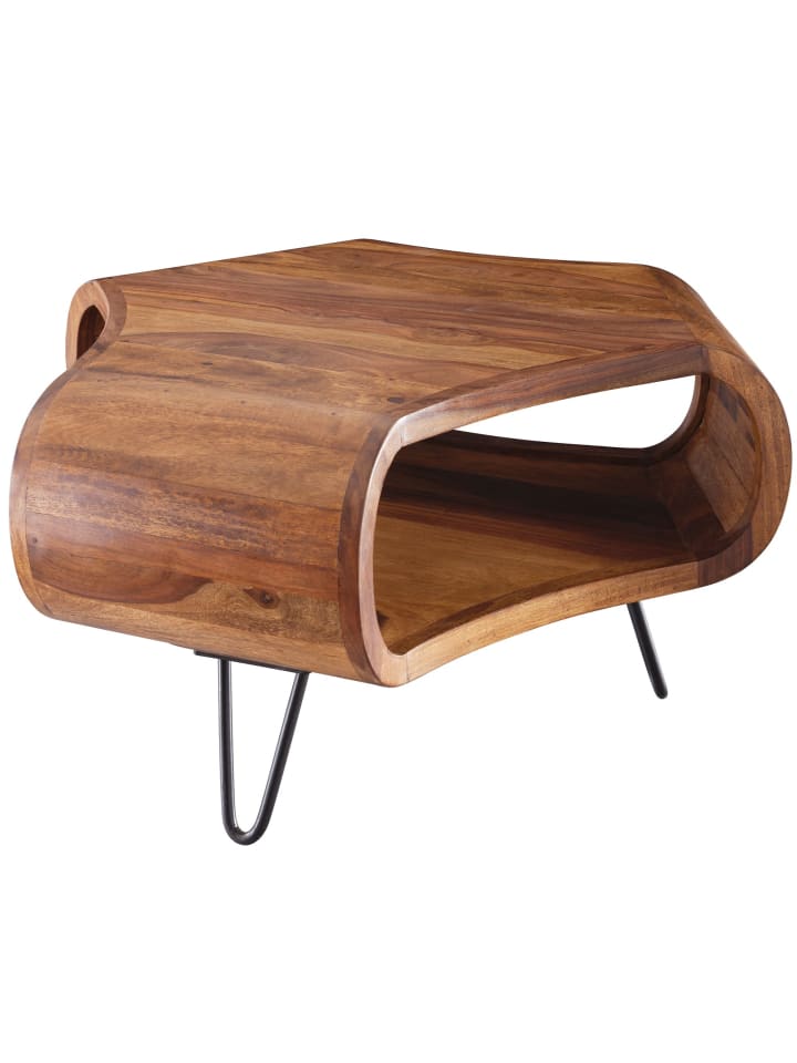 KADIMA DESIGN Couchtisch | Sheesham, 55x55x38cm, Ablage, Metallgestell günstig kaufen onesize