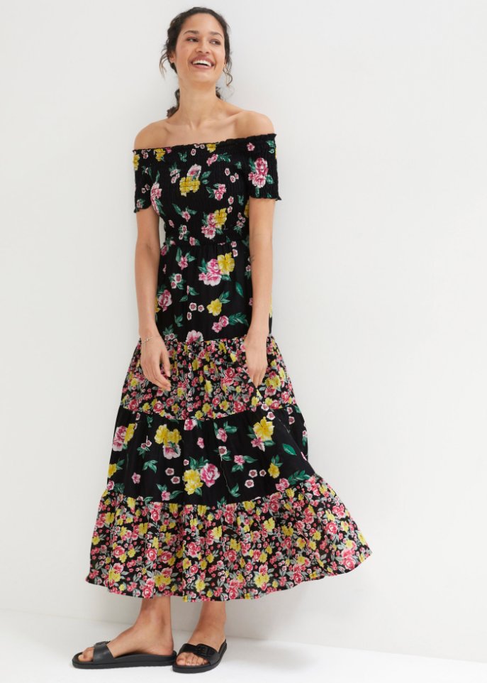 Kleid mit Smock- Ausschnitt