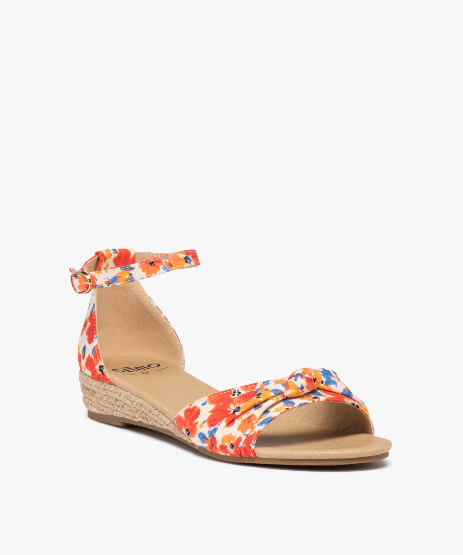 Sandales femme à petit talon compensé et dessus drapé multicolore | GEMO