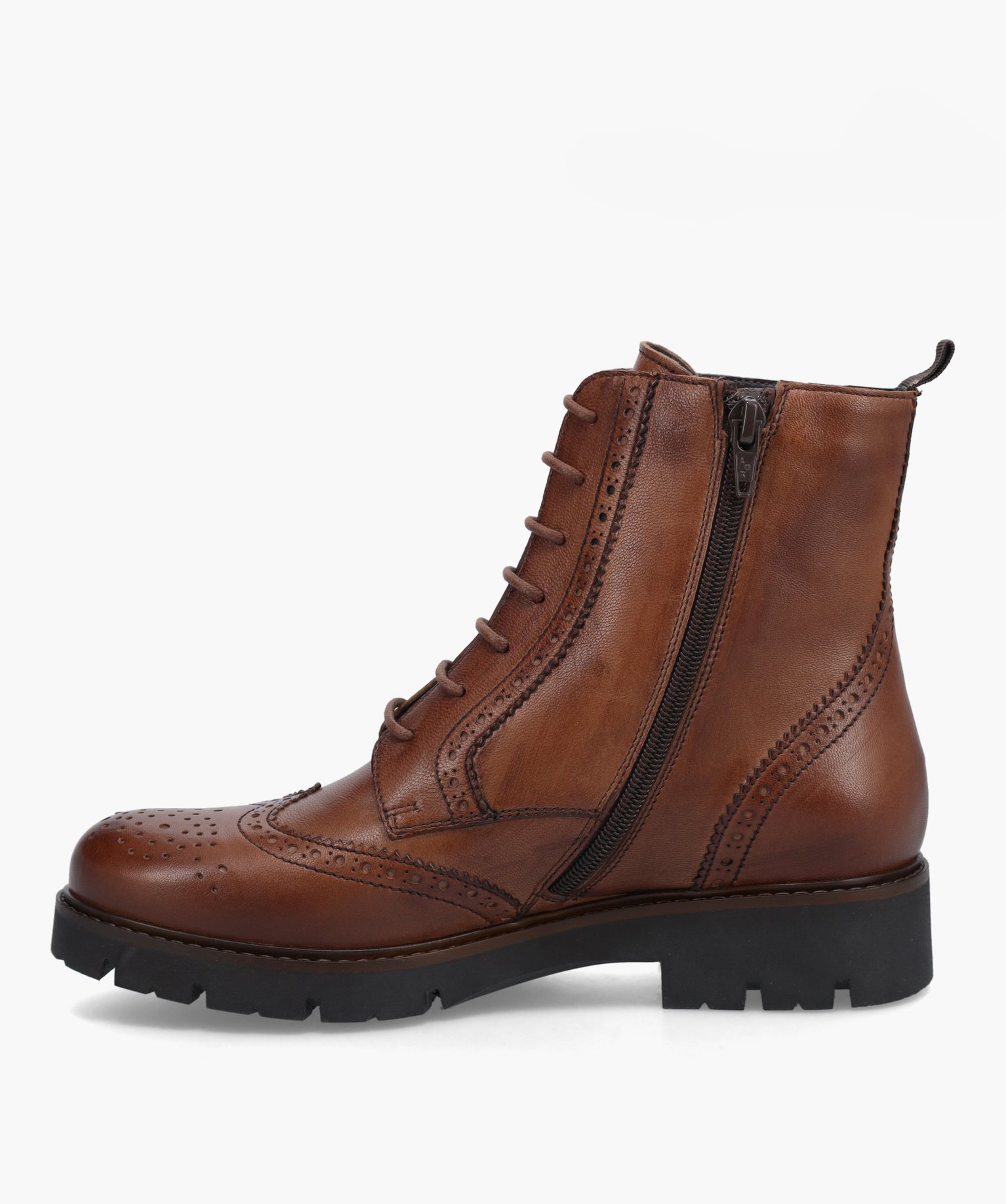 Boots fille dessus cuir à lacets et semelle crantée – Ta... marron | GEMO