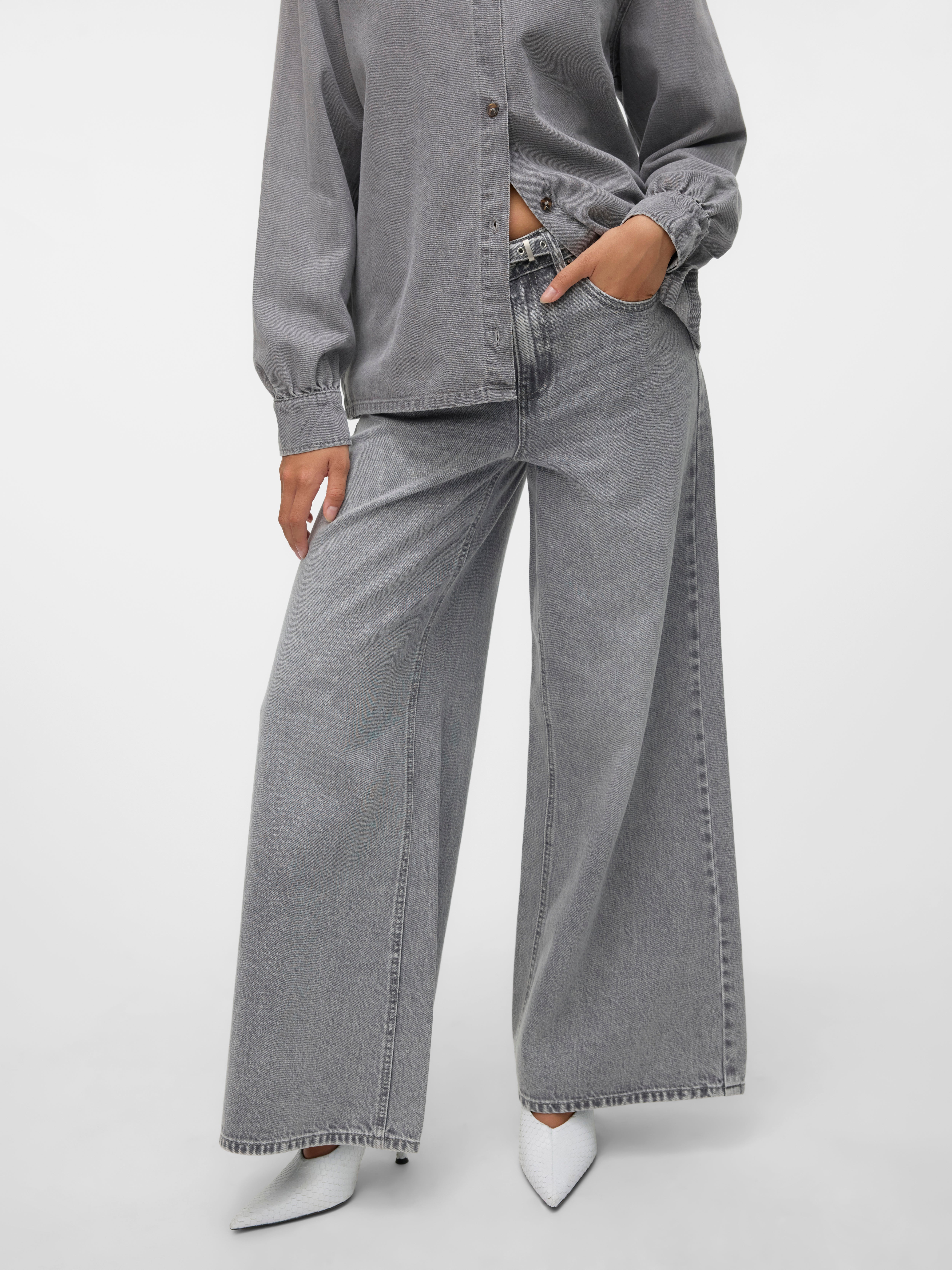 VMANNET Mittlere Taille Weiter Beinschnitt Jeans