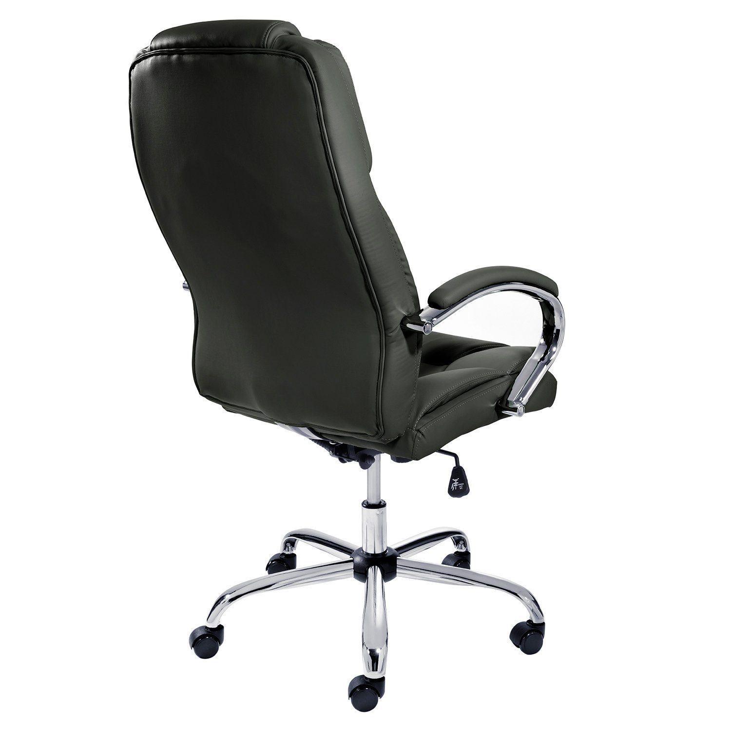 TPFLiving Chefsessel Dallas mit abgebremsten Rollen (XXL Bürostuhl ergonomisch gepolsterter Schreibtischstuhl), Drehstuhl aus Kunstleder, Belastbarkeit bis 215kg - Schwarz