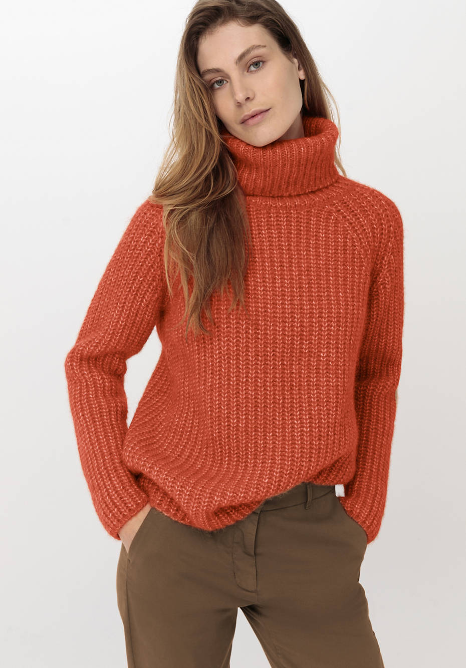 Rollkragenpullover aus Alpaka mit Bio-Baumwolle