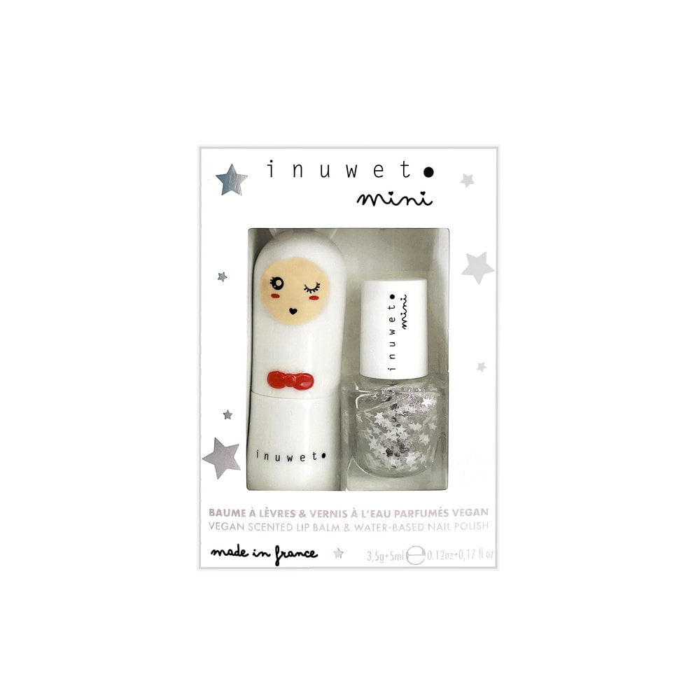 Inuwet Duo Aqua : Baume Barbe à papa & Vernis à l'eau Top Coat Coffret pour enfant