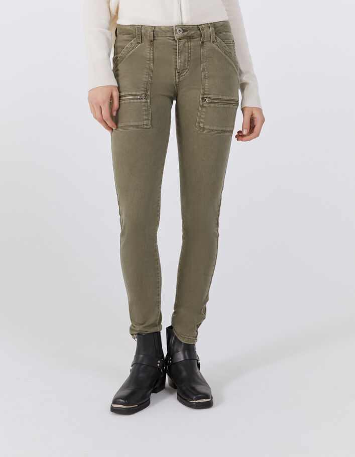 Jean SLIM kaki 7/8ème taille basse femme