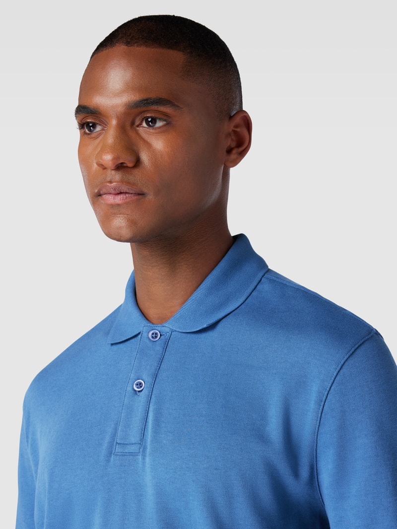 Poloshirt mit langen Ärmeln in metallic blau