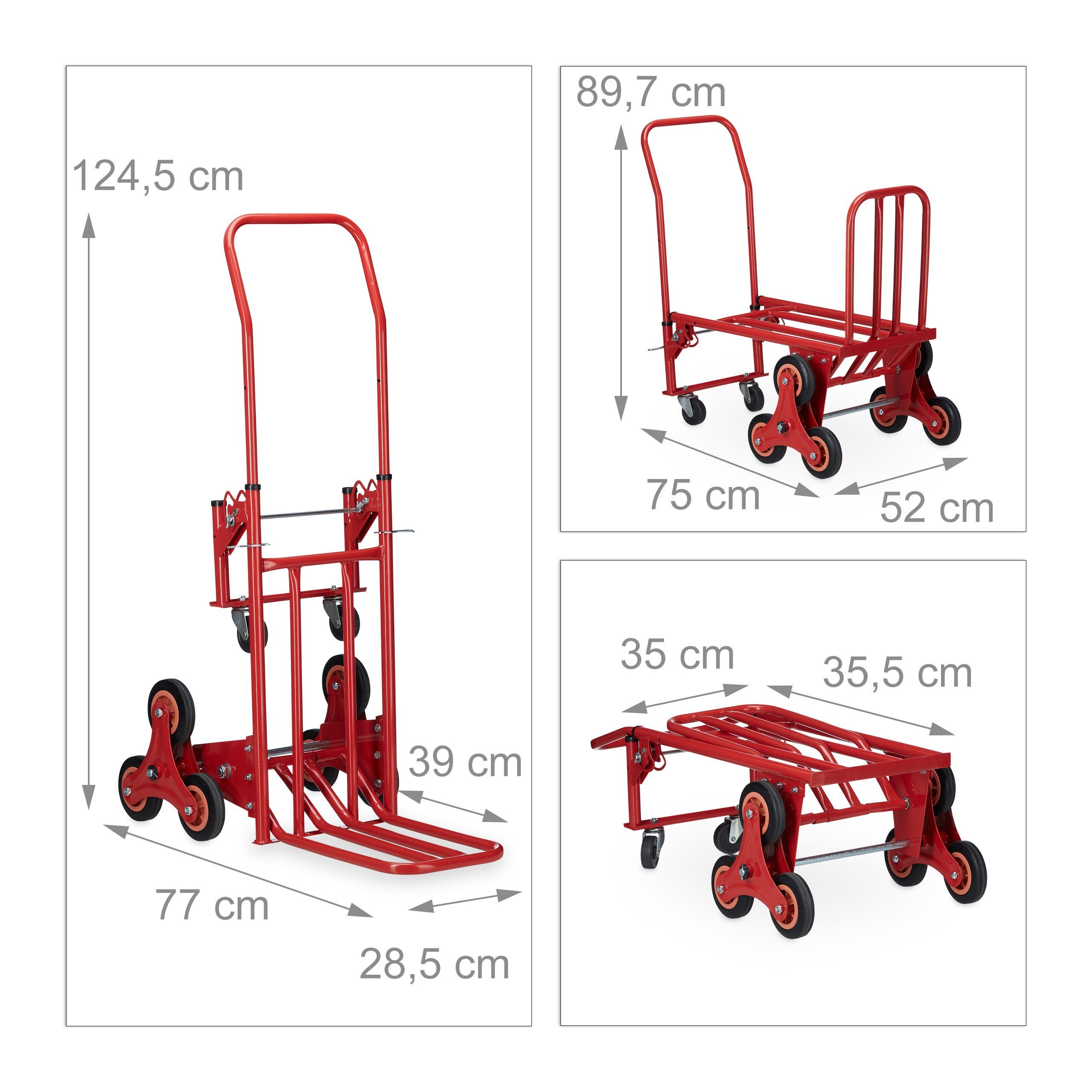 relaxdays Treppensackkarre Treppensteiger bis 150 kg