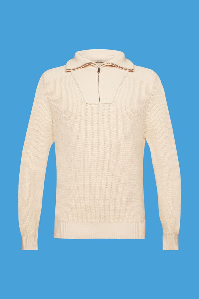 Strickpullover mit halblangem Reißverschluss