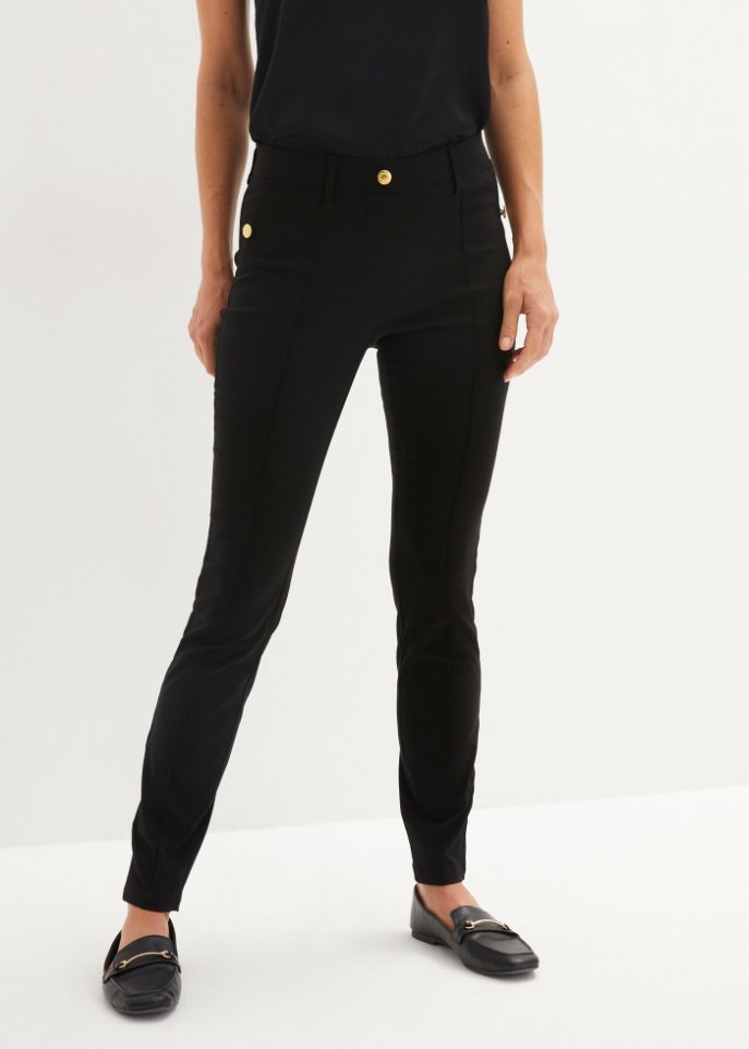 Stretch-Schlupfhose mit Zierknöpfen