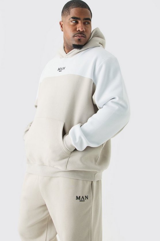 Plus Colorblock Man Roman Trainingsanzug mit Kapuze
