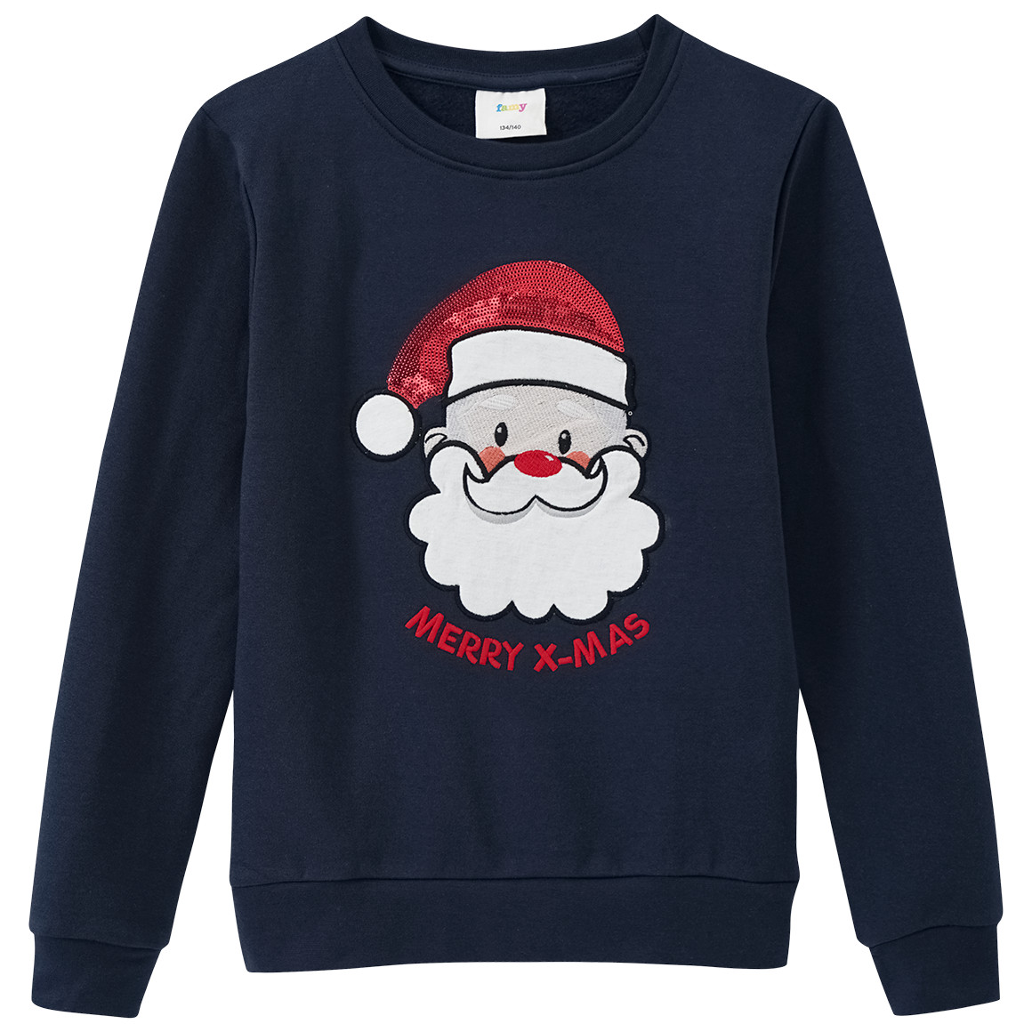 Mädchen Weihnachtssweatshirt mit Applikation dunkelblau