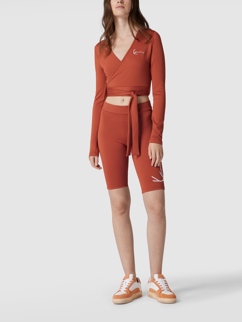 Cropped Longsleeve in Wickel-Optik in rostrot