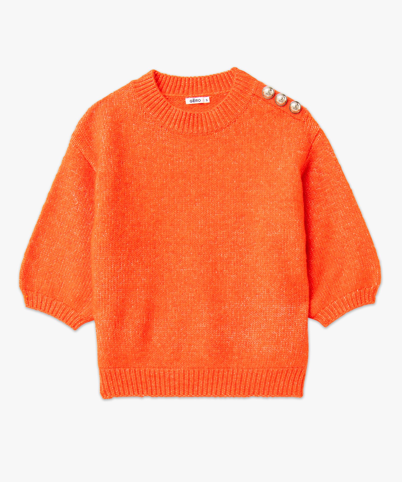 Pull à manches courtes en grosse maille femme rouge | GEMO