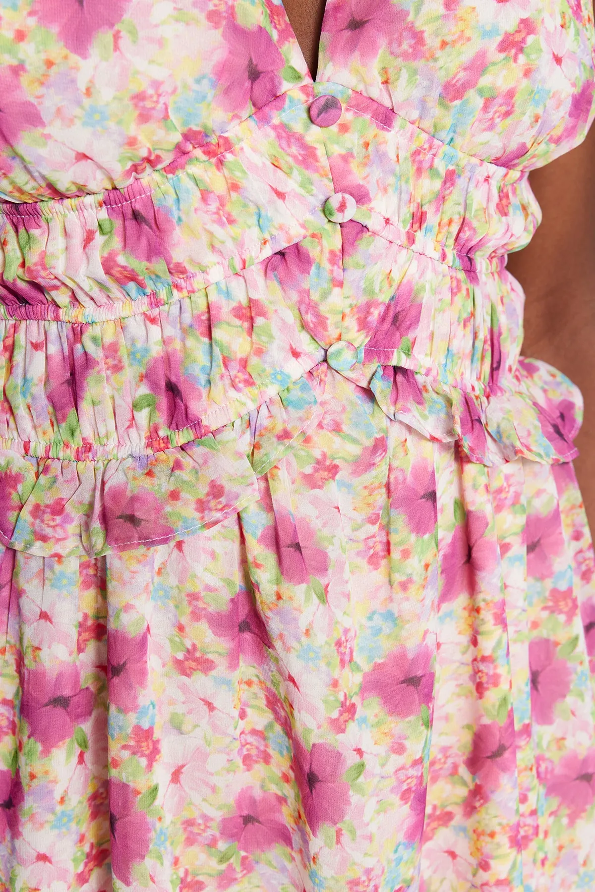 Trendyol Collection  Rosa Taillen-Minikleid aus gewebtem, gefüttertem Gimped-Webstoff TWOSS23EL01374