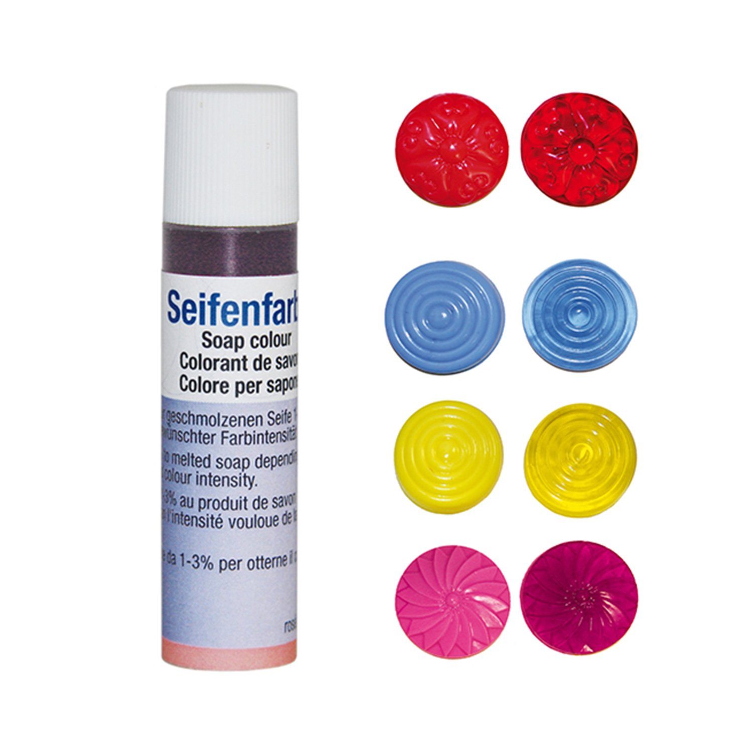 Selva Technik Modellierwerkzeug Seifenfarben transparent - 4er-Set - Tulpirot, enzian, teerose, viola