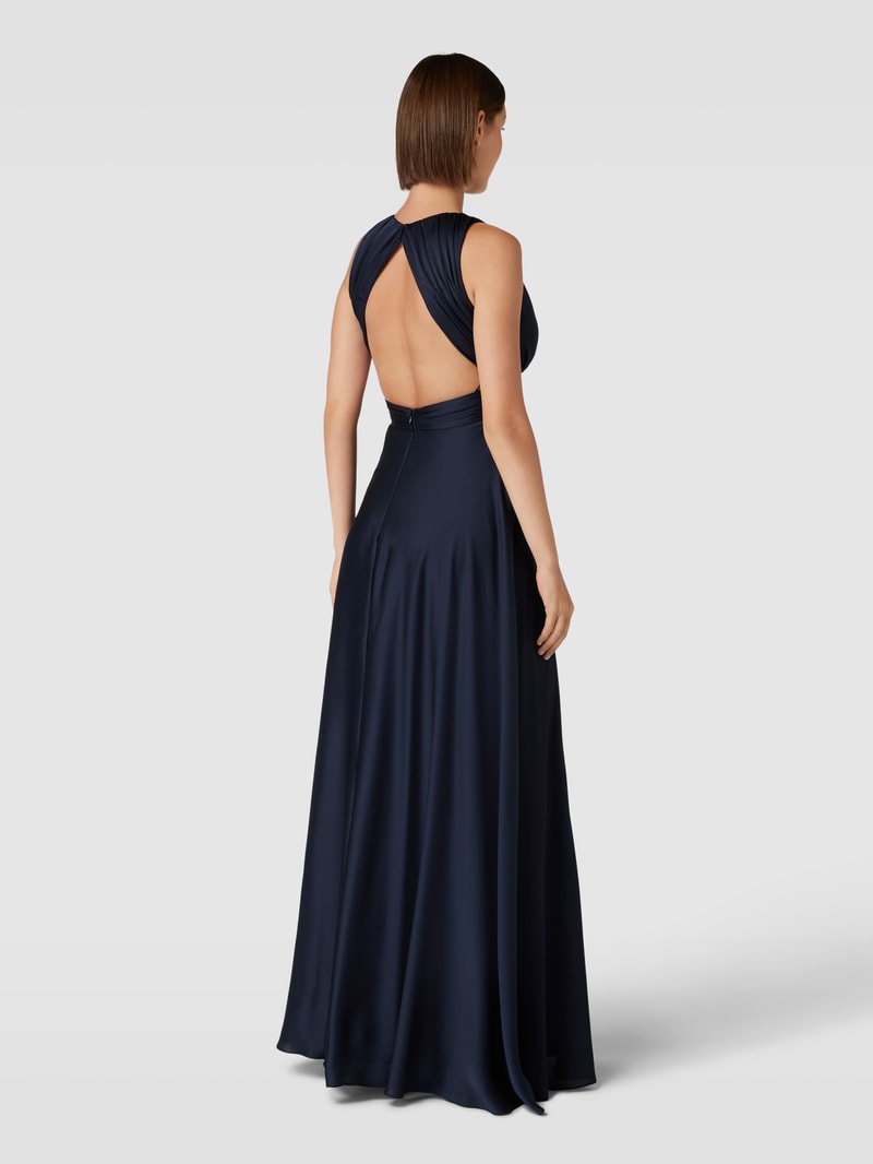 Abendkleid mit Raffungen in marineblau meliert