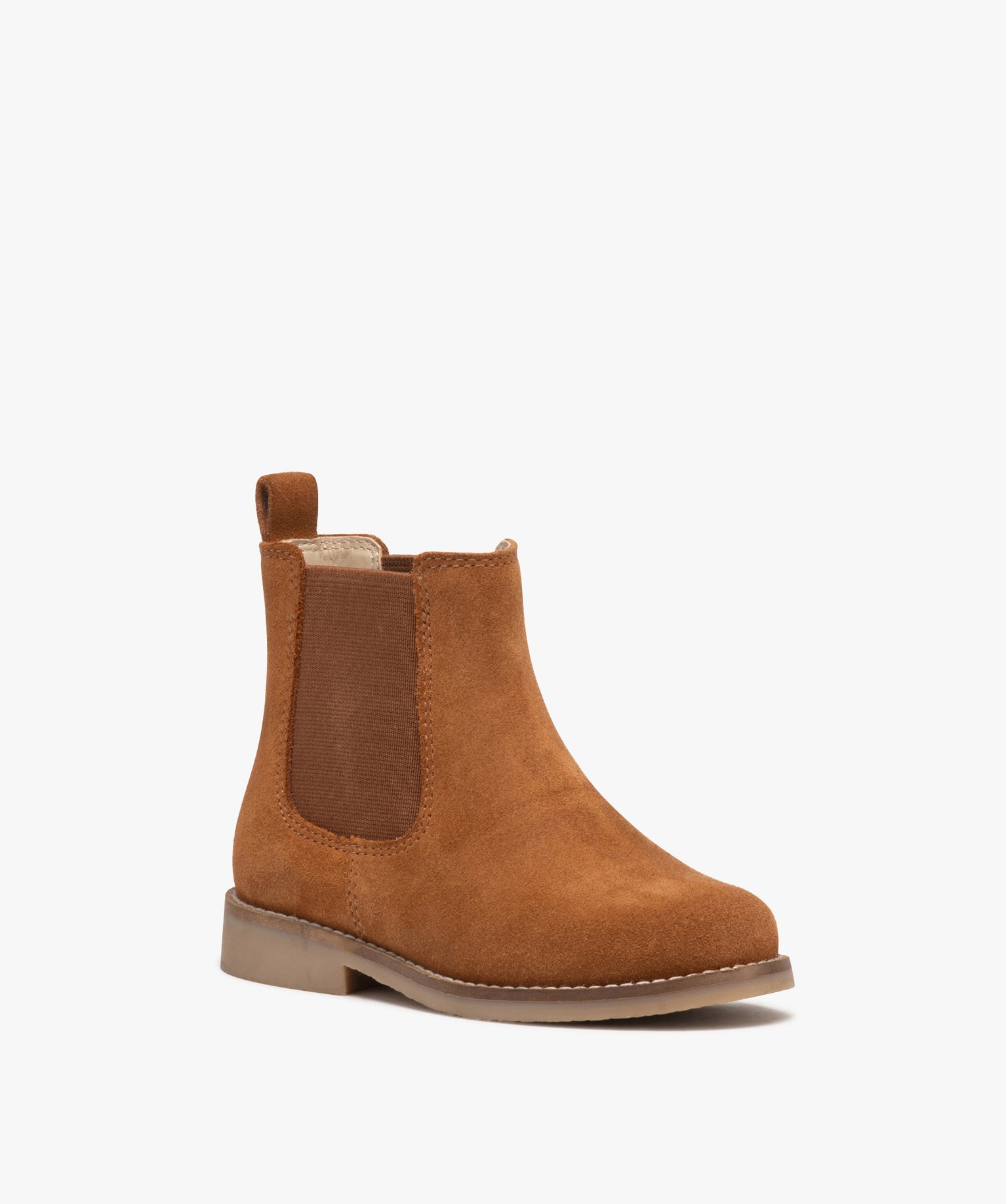 Boots fille unies style Chelsea en suédine camel | GEMO