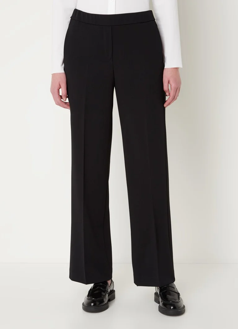 Gardeur Franca mid waist wide fit trousers with press pleat