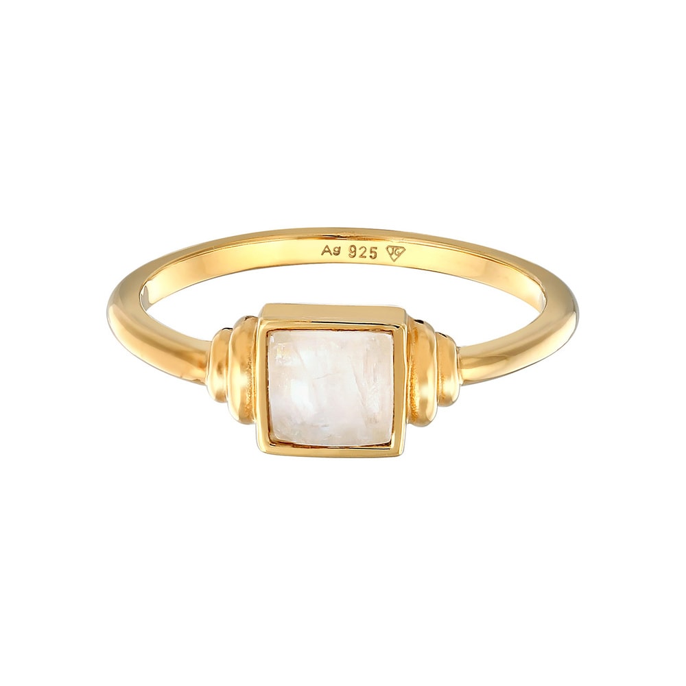 Elli PREMIUM Elli PREMIUM Bague Femmes Carré Vintage avec Pierre de Lune en Argent Sterling 92 Bague